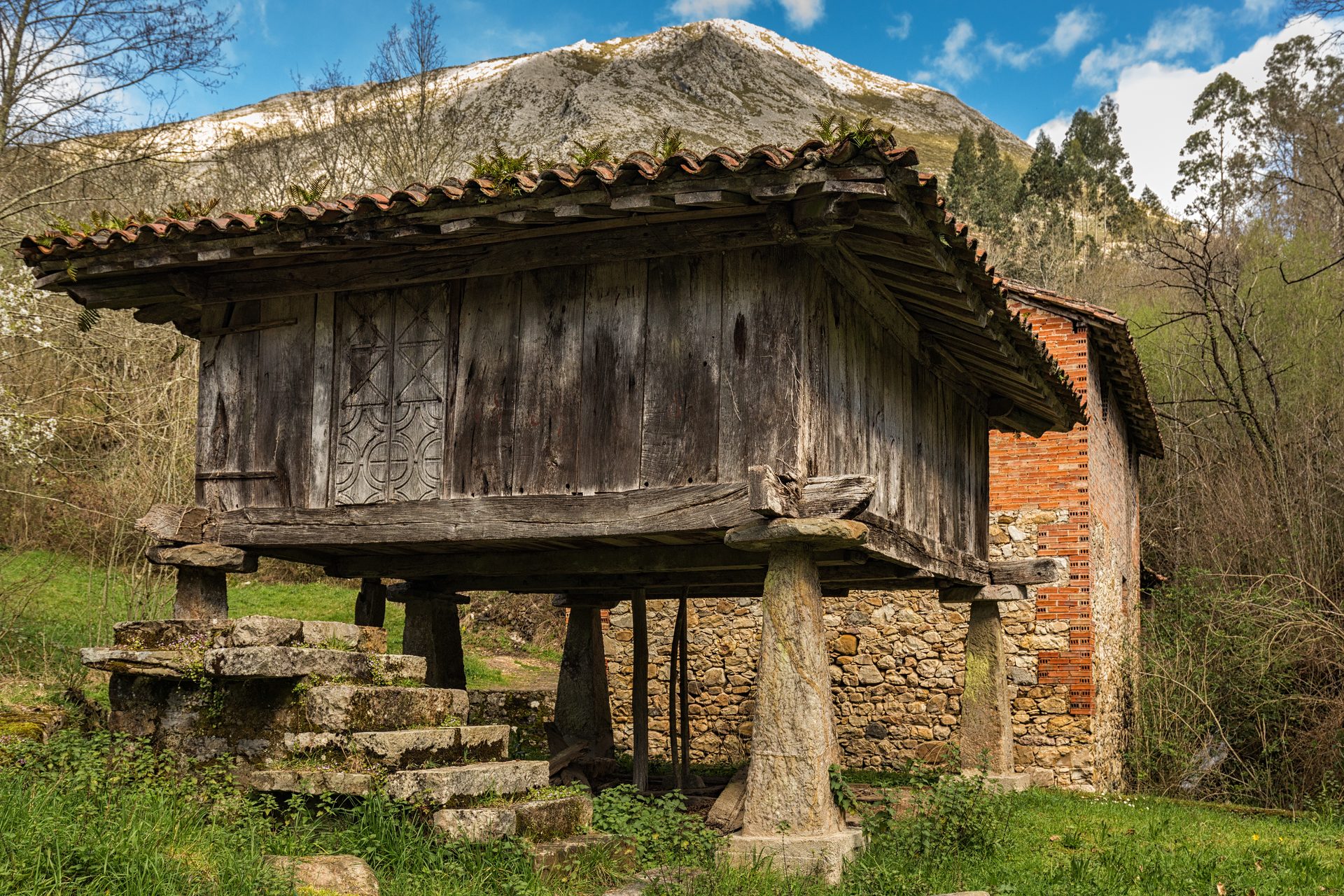 Hórreo asturiano tradicional en Riocaliente, Asturias